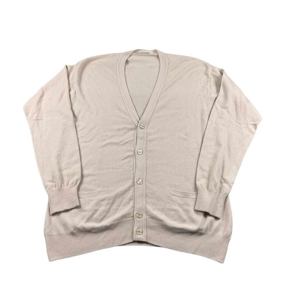 Ermenegildo Zegna Light Brown Pure Cashmere Mens Cardigan Sweater Size XL
